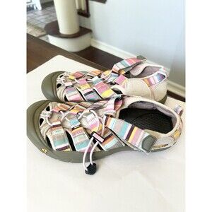 Girls Keen Raya Lilac Sachet Rainbow Pink Striped Hiking Sandal Size 6 Womens 8